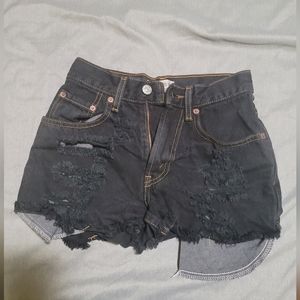 Levi's black ripped shorts